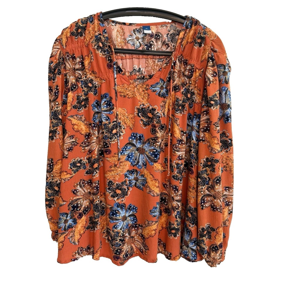 OLD NAVY Boho Flowy Long Sleeve Floral Top XL Cottagecore Peasant Feminine Chic